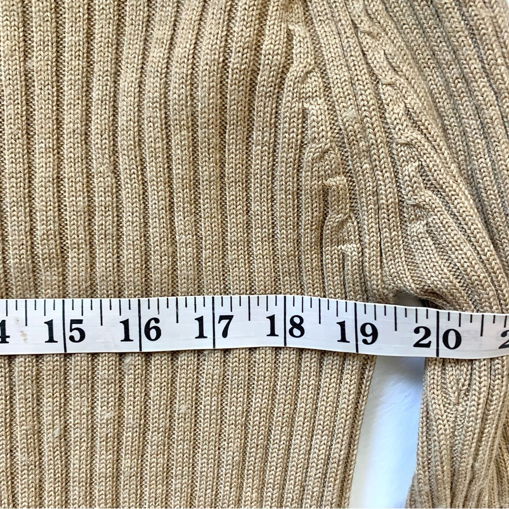 LL Bean 100% Merino Wool Ribbed Turtleneck Sweater in beige tan LG - Picture 9 of 13